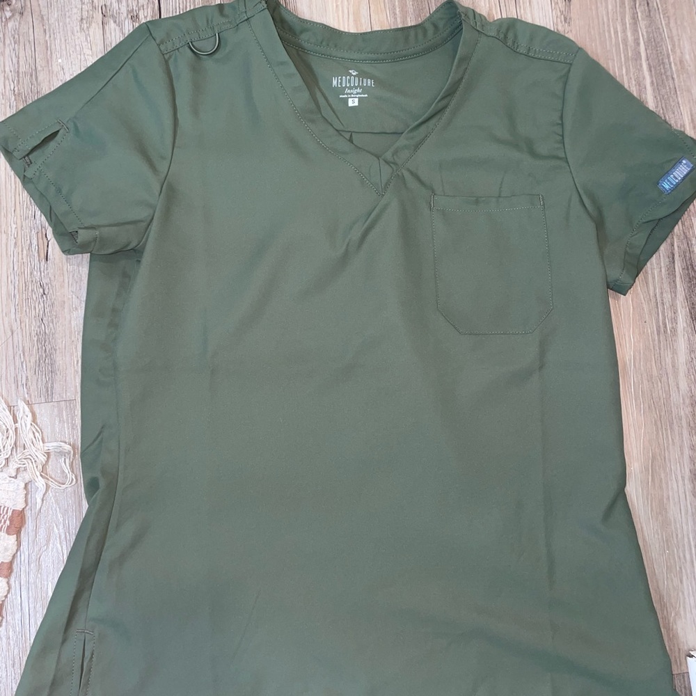 Medcouture olive scrub top